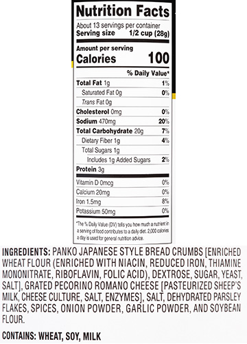 Panko Bread Crumbs Ingredients Gluten Free